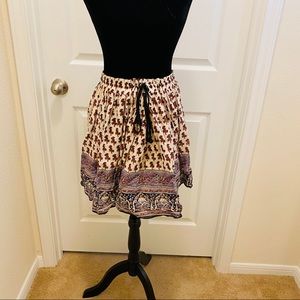 Flowy Skater Skirt with Pattern & Draw String